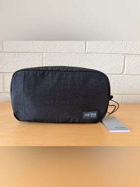 Jack Spade Black Nylon Zipper Ripstop Slim Toiletry Kit Bag Medium
